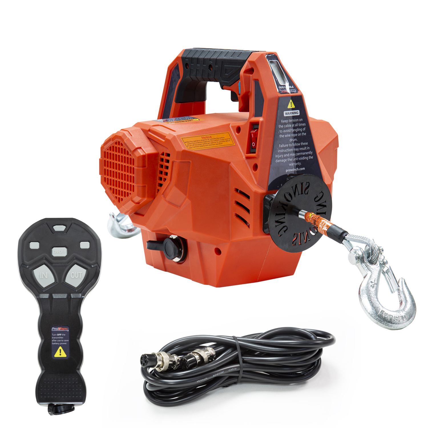 Portable Electric Winch Hoist 1000 lbs. Rechargeable Battery Powered